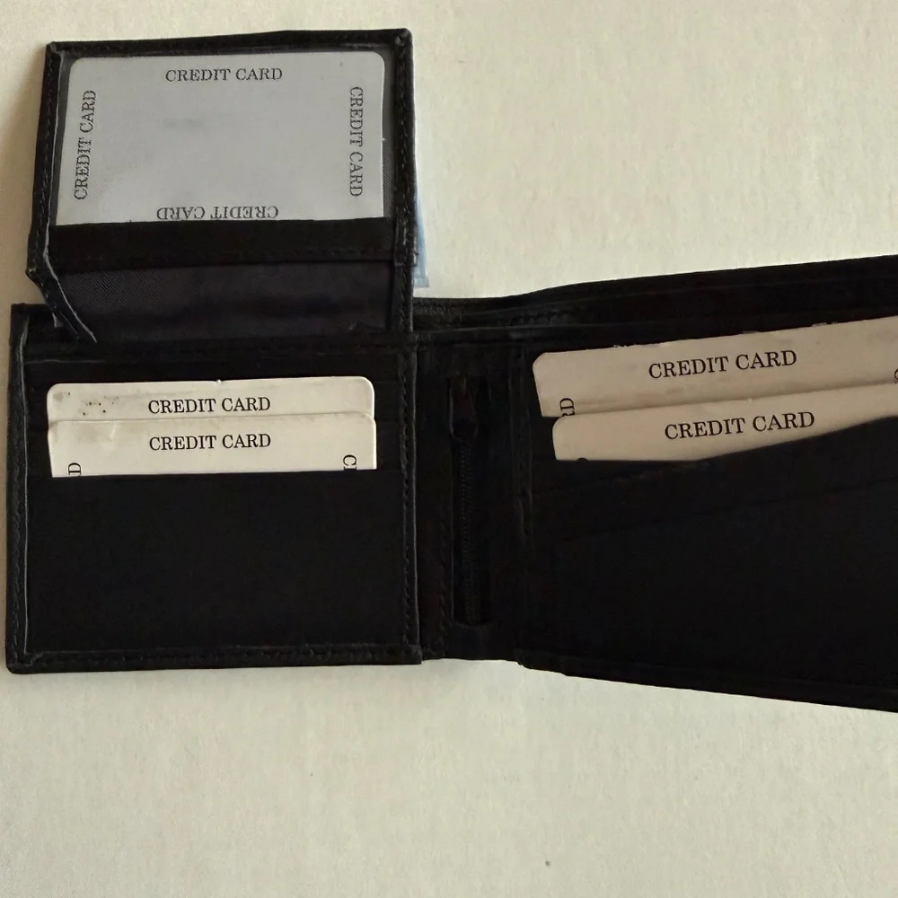 Black Leather Bi-Fold Wallet